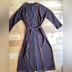 Brown Long-Sleeve Belted maxi cardigan coat
